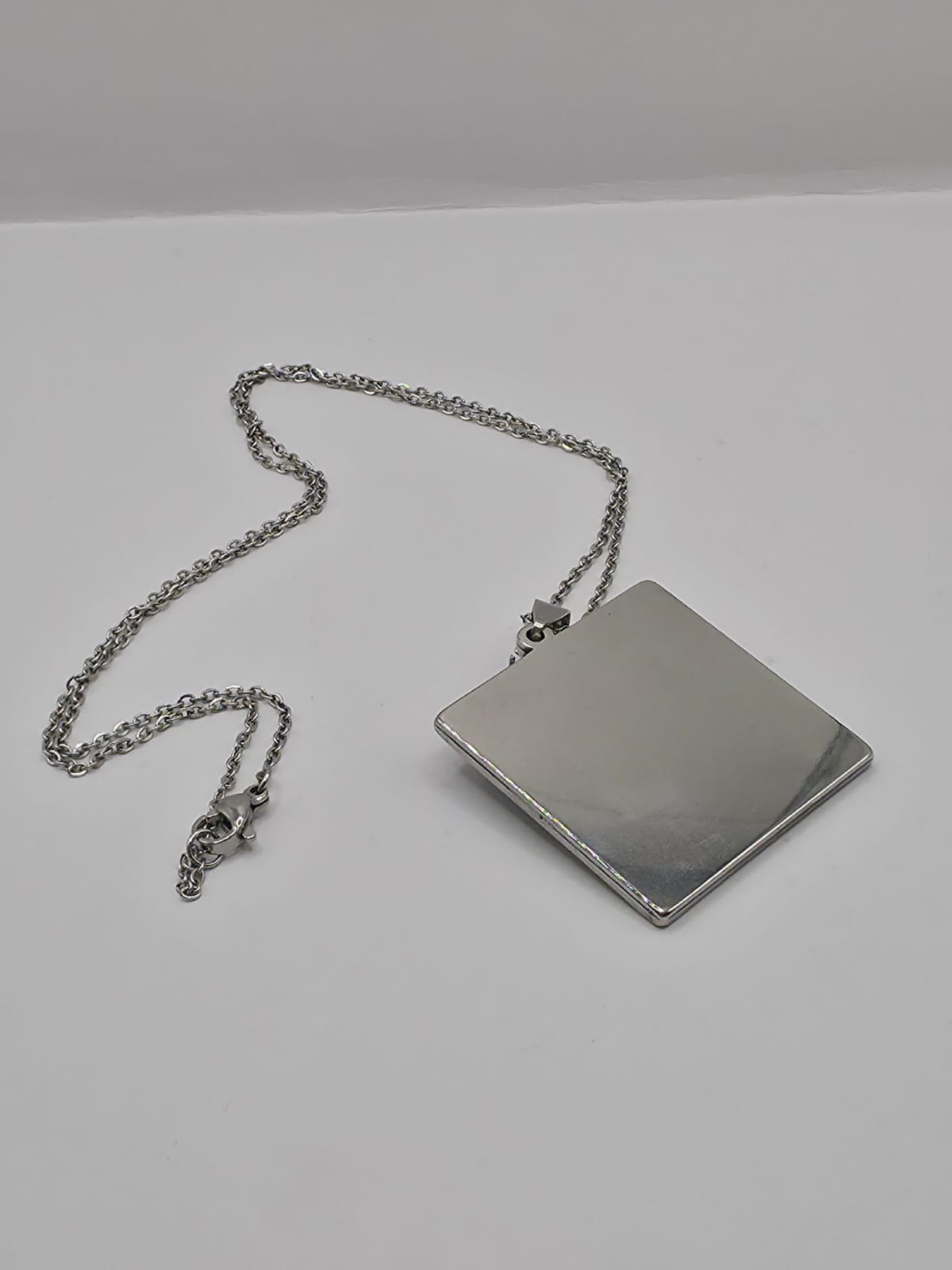 Real Sea Glass Pendant Necklace with Found Location Beach Photo, Stainless Steel Chain and Bezel
