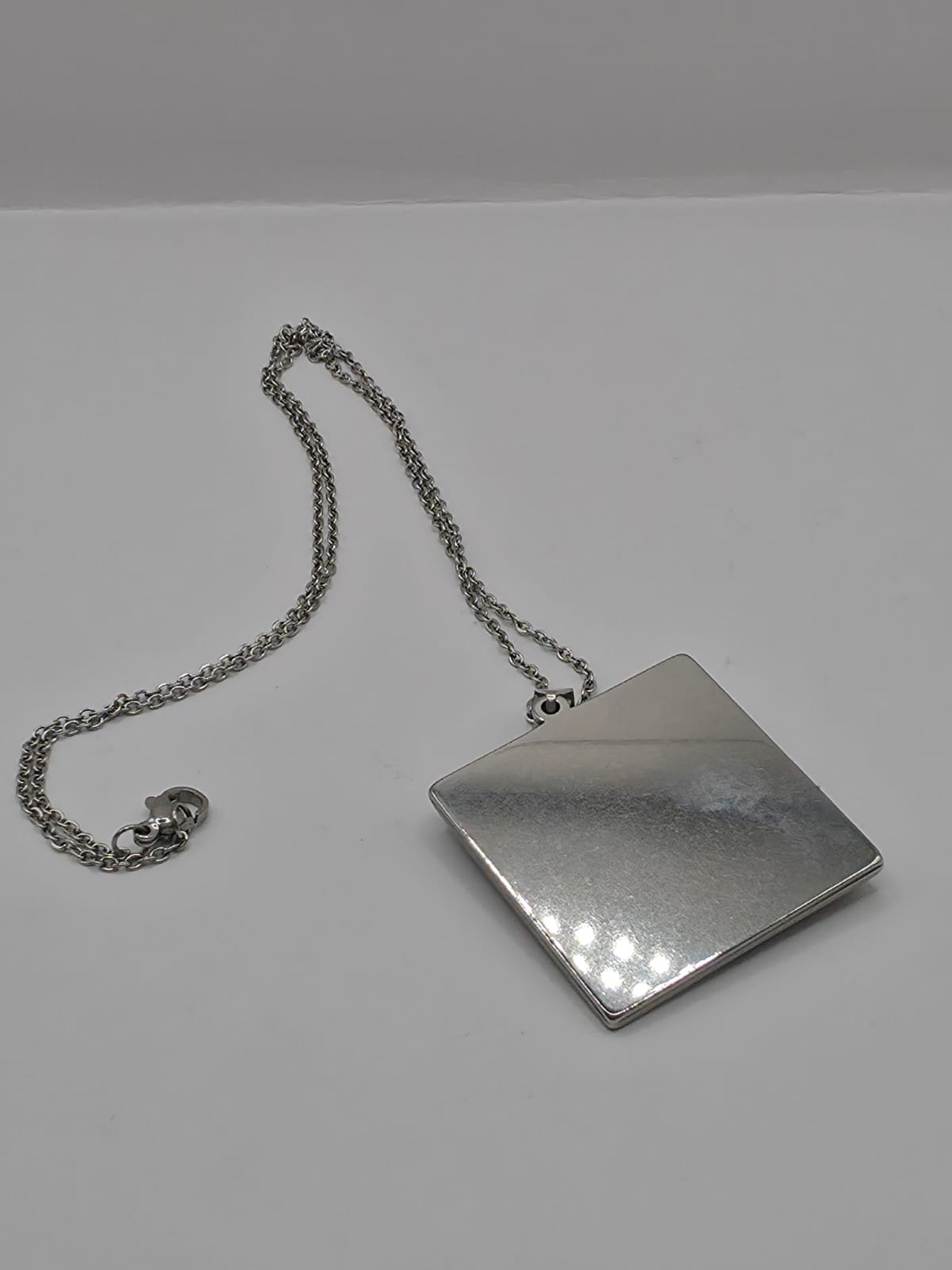 Real Sea Glass Pendant Necklace with Found Location Beach Photo, Stainless Steel Chain and Bezel