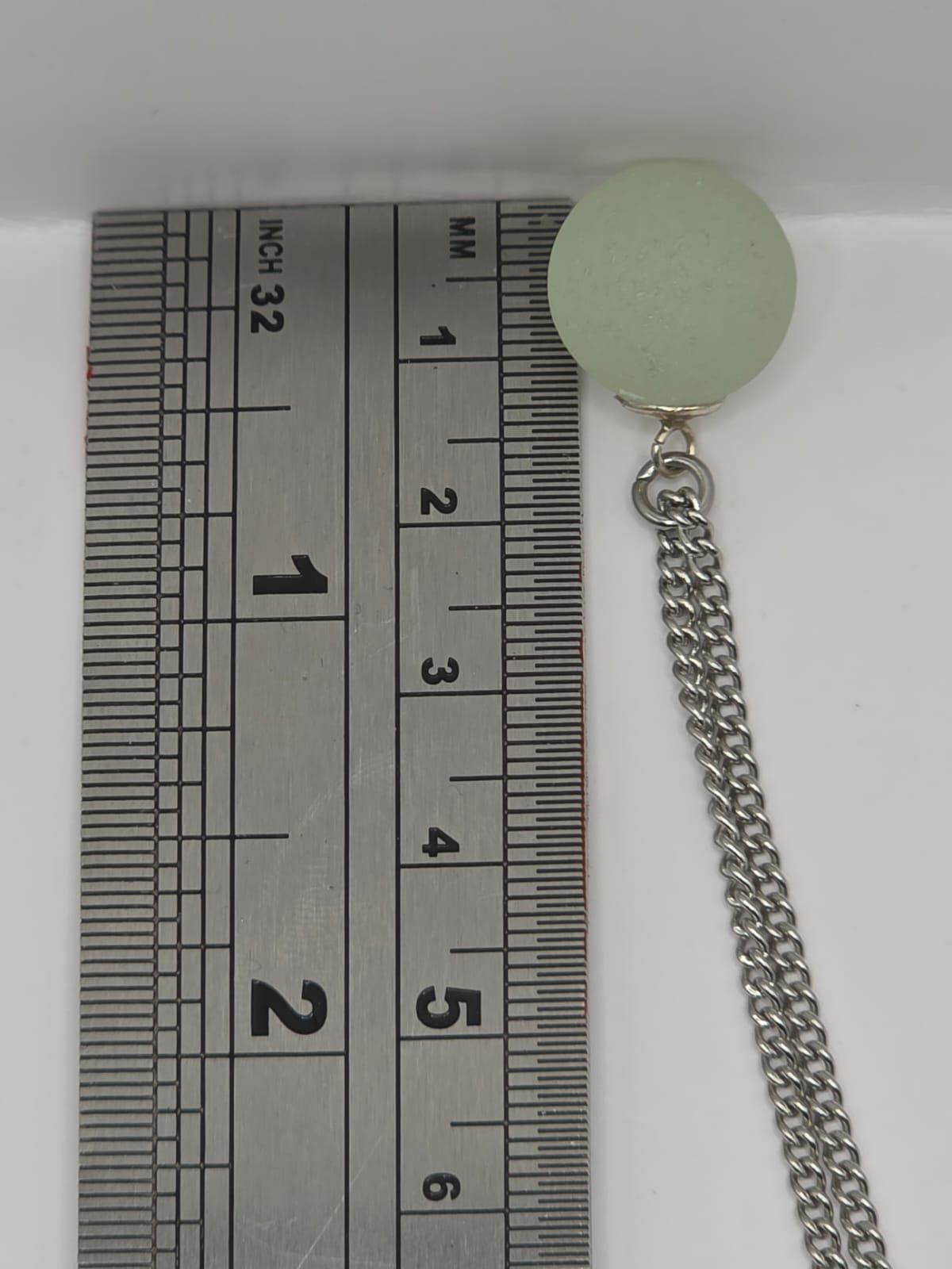 Genuine Sea Glass Marble Necklace, Frosted Pendant on a stainless steel chain. Each piece is a one-of-a-kind