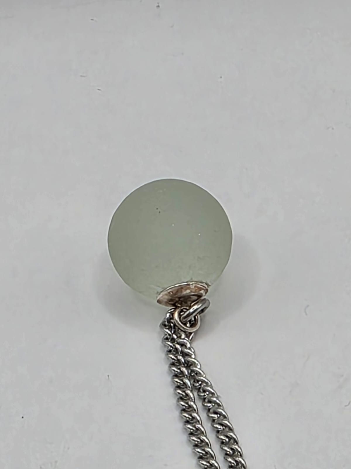 Genuine Sea Glass Marble Necklace, Frosted Pendant on a stainless steel chain. Each piece is a one-of-a-kind