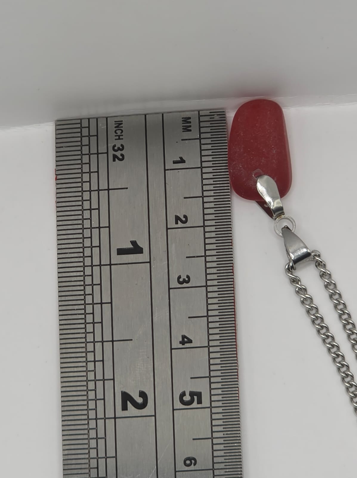 Genuine Multi Red Sea Glass Pendant Necklace on a stainless steel chain. Each piece is a one-of-a-kind