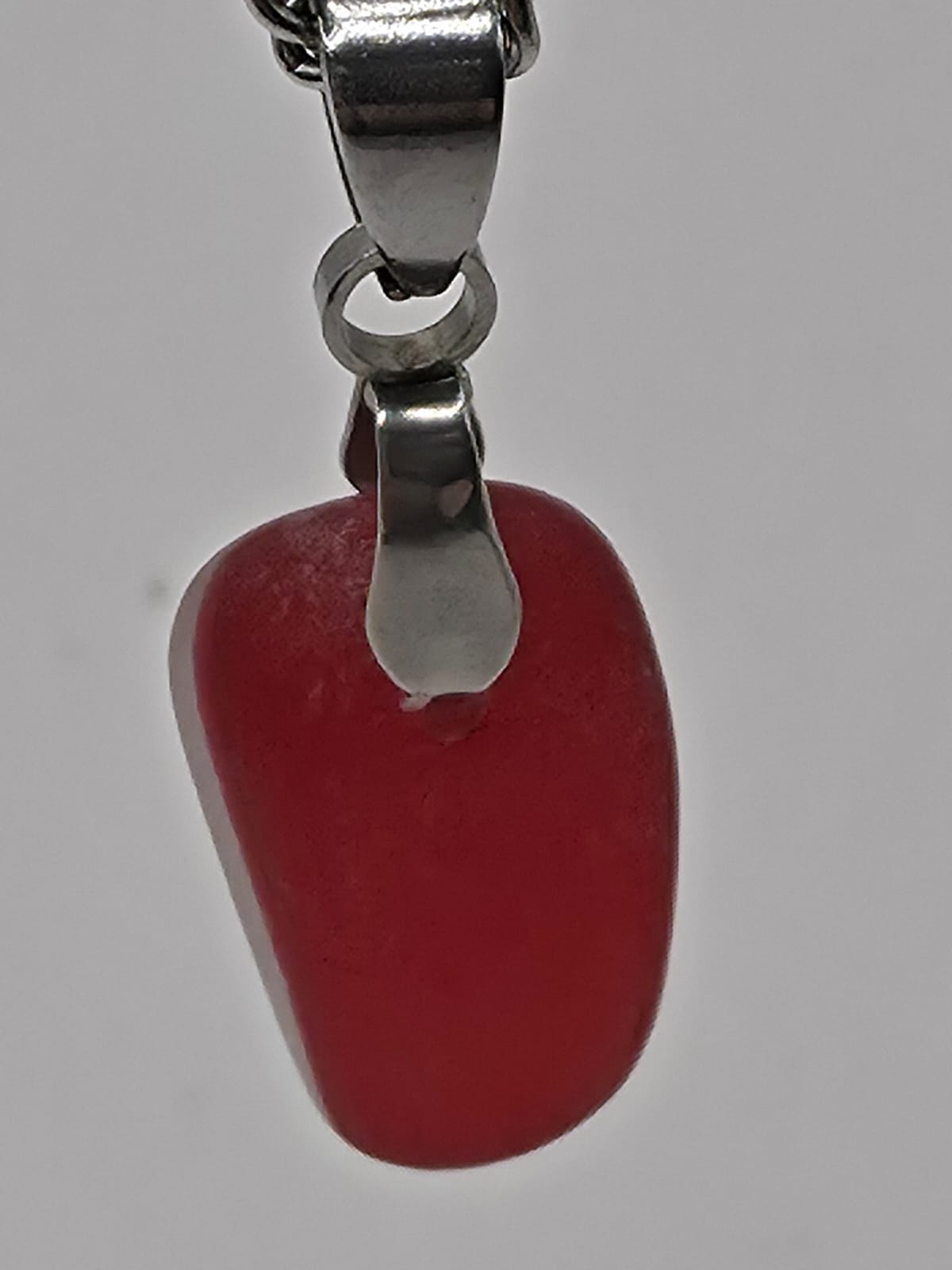 Genuine Multi Red Sea Glass Pendant Necklace on a stainless steel chain. Each piece is a one-of-a-kind