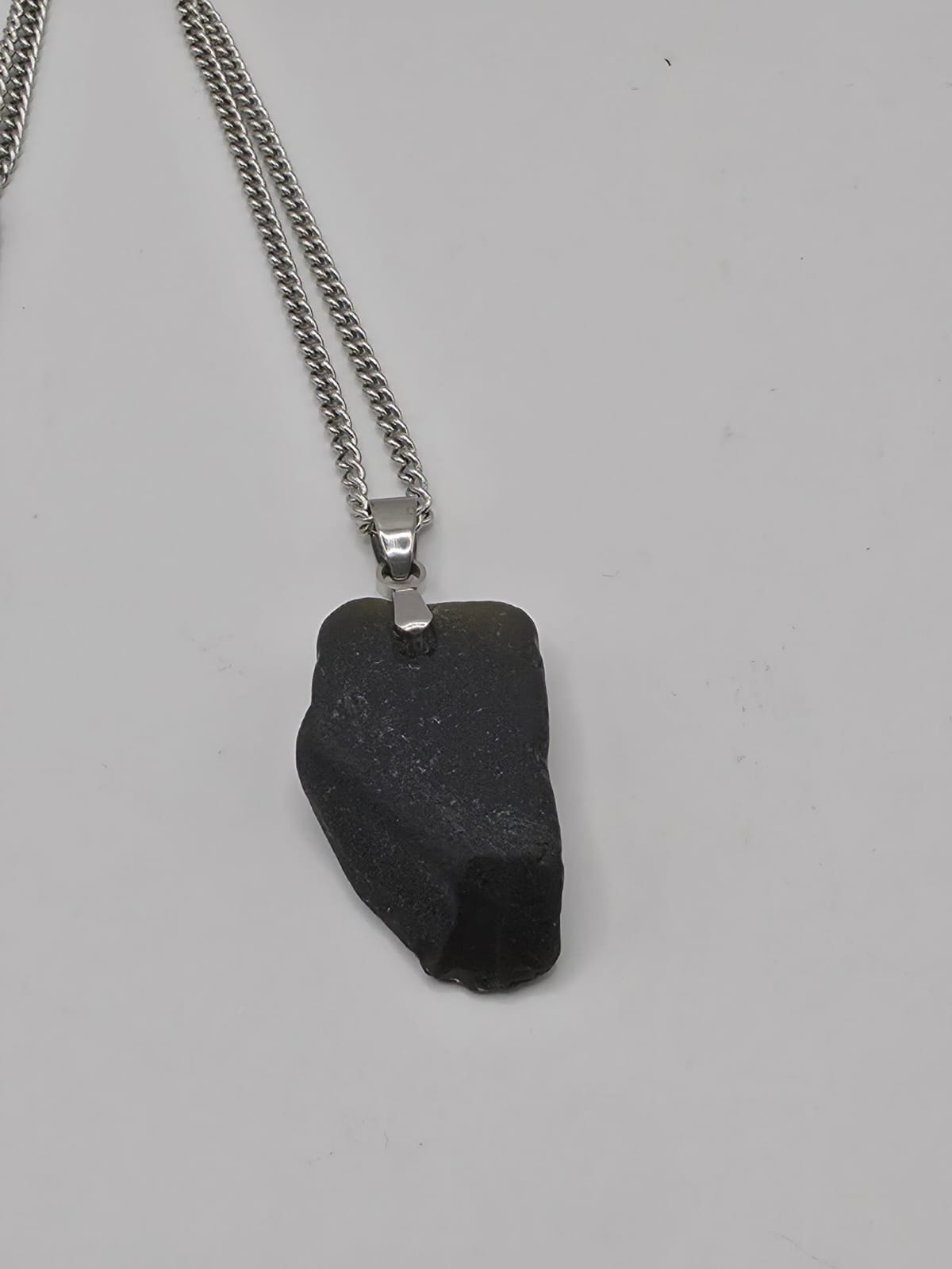 Genuine Black Sea Glass Pendant Necklace on stainless steel chain. Each piece is a one-of-a-kind