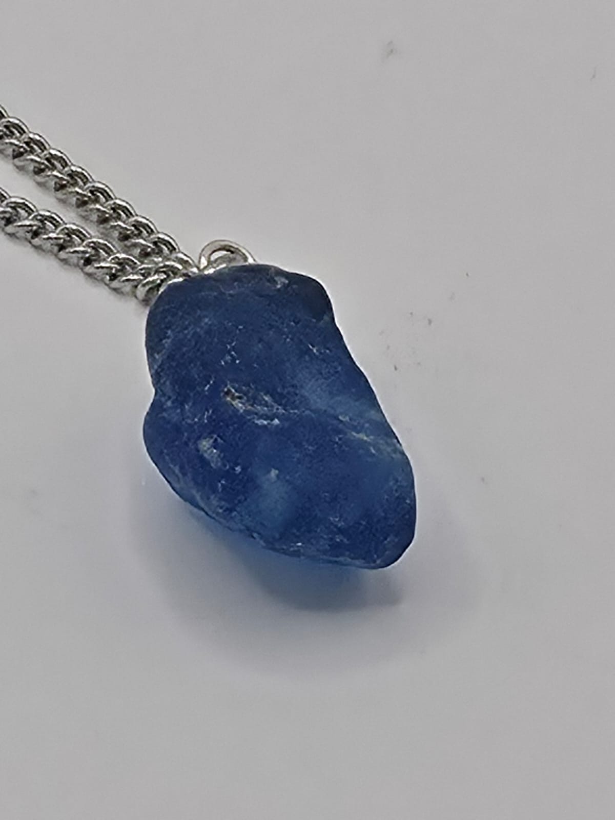 Genuine Blue Sea Glass Pendant Necklace on stainless steel chain. Each piece is a one-of-a-kind