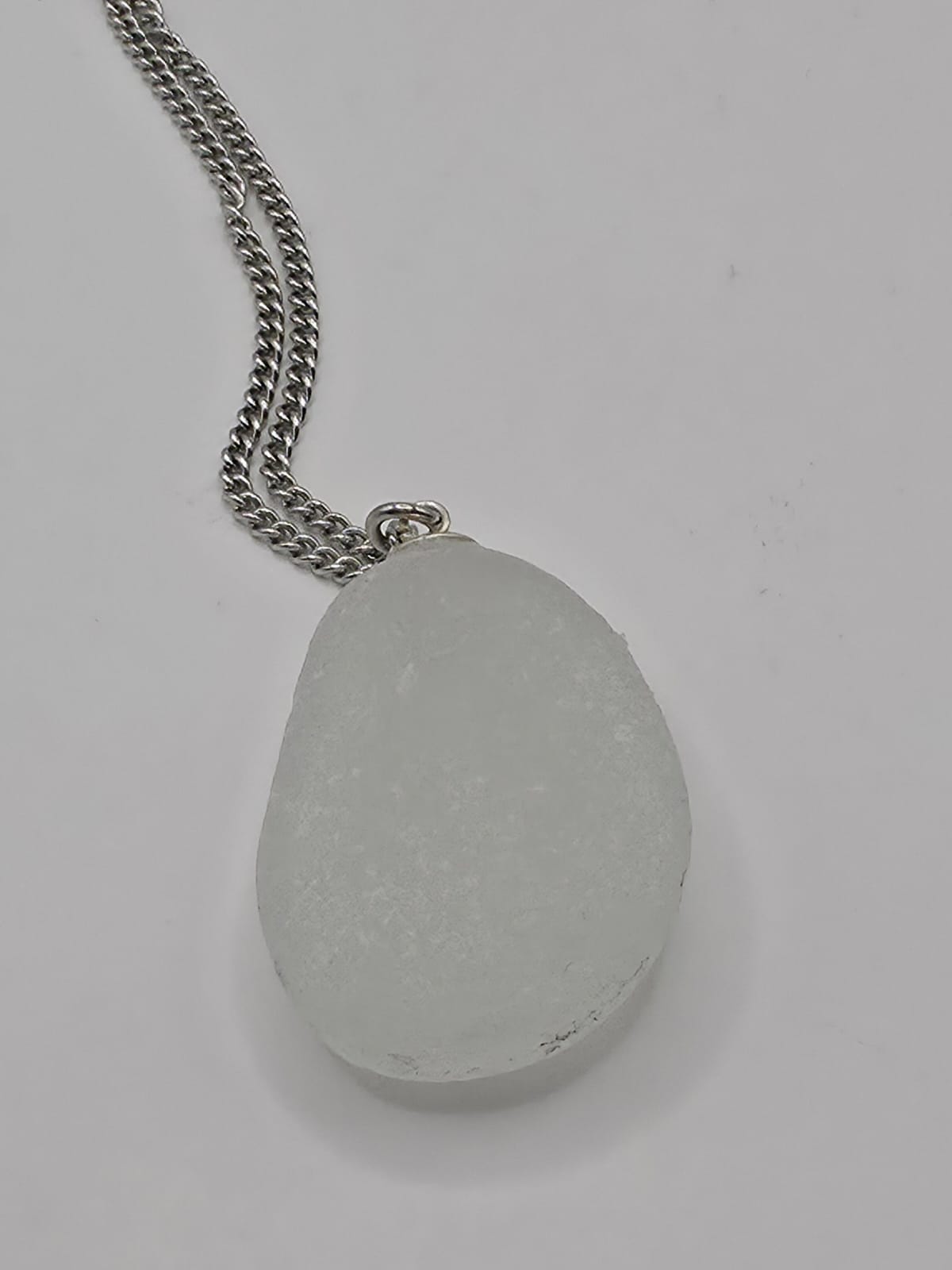Genuine Chunky Sea Glass Pendant Necklace, Hand-Collected Frosted Glass, on stainless steel chain. Each piece is a one-of-a-kind