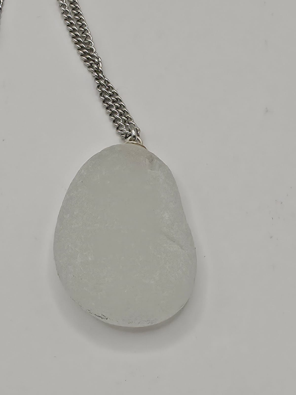 Genuine Chunky Sea Glass Pendant Necklace, Hand-Collected Frosted Glass, on stainless steel chain. Each piece is a one-of-a-kind