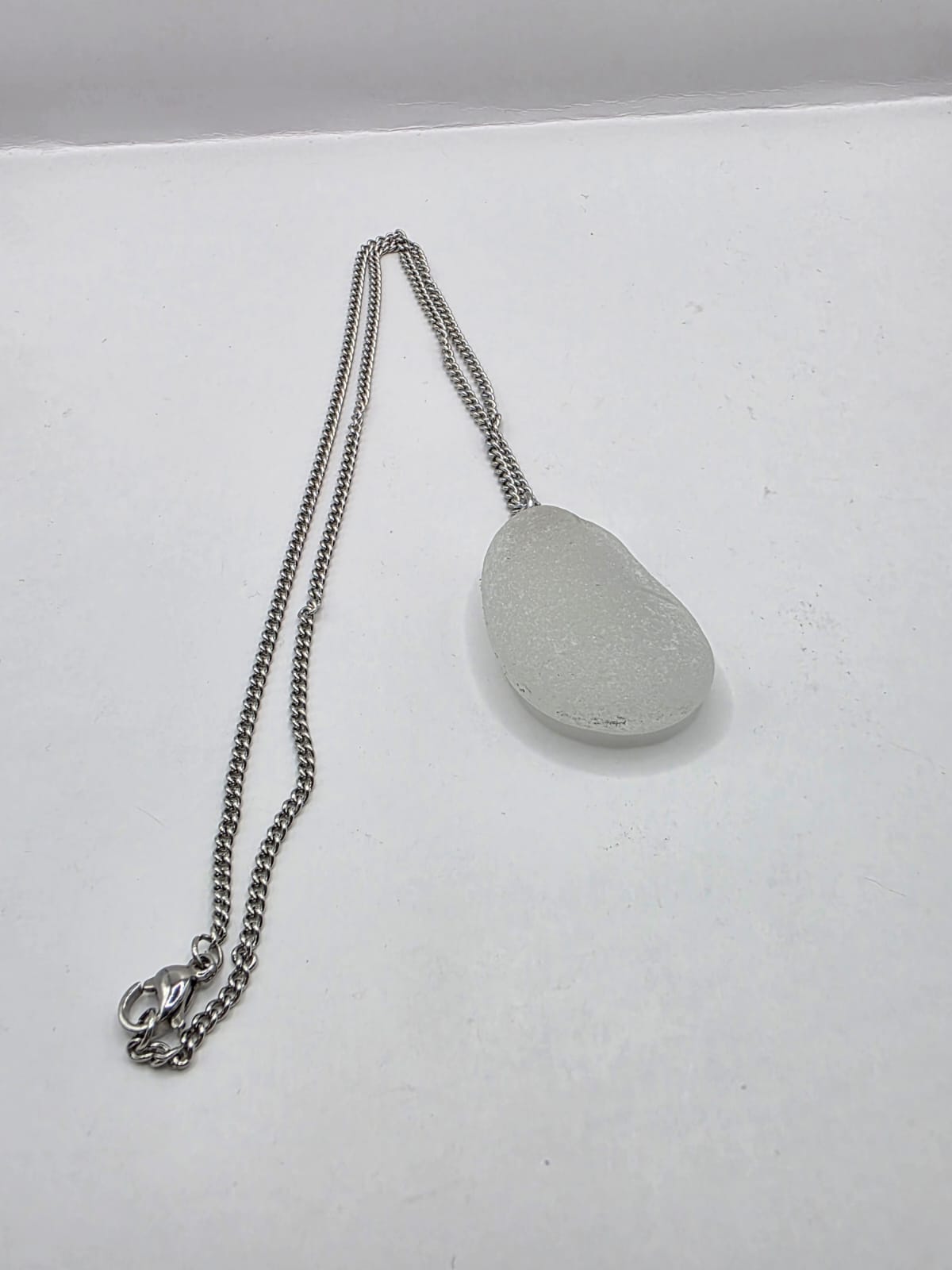 Genuine Chunky Sea Glass Pendant Necklace, Hand-Collected Frosted Glass, on stainless steel chain. Each piece is a one-of-a-kind