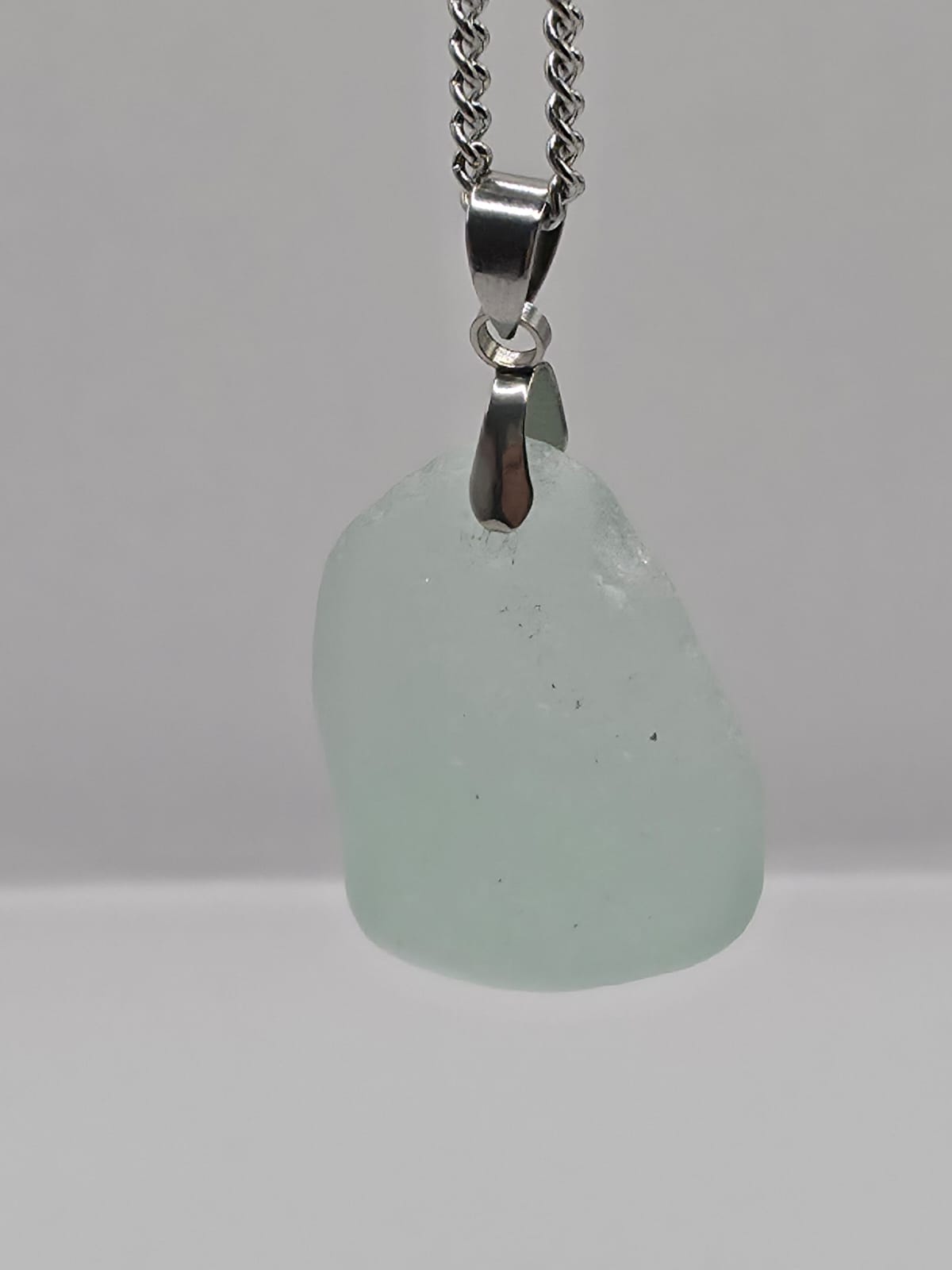 Genuine Sea Glass Pendant Necklace, Hand-Collected Frosted Glass on stainless steel chain. Each piece is a one-of-a-kind