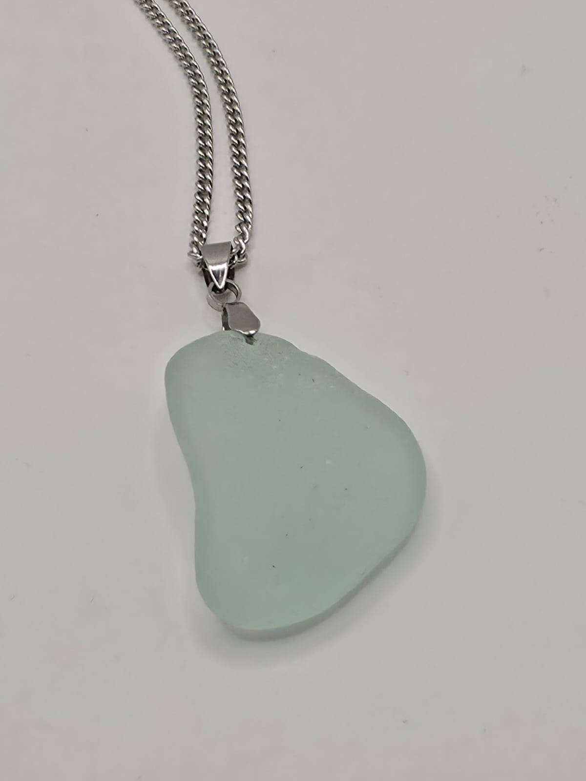 Genuine Sea Glass Pendant Necklace, Hand-Collected Frosted Glass on stainless steel chain. Each piece is a one-of-a-kind