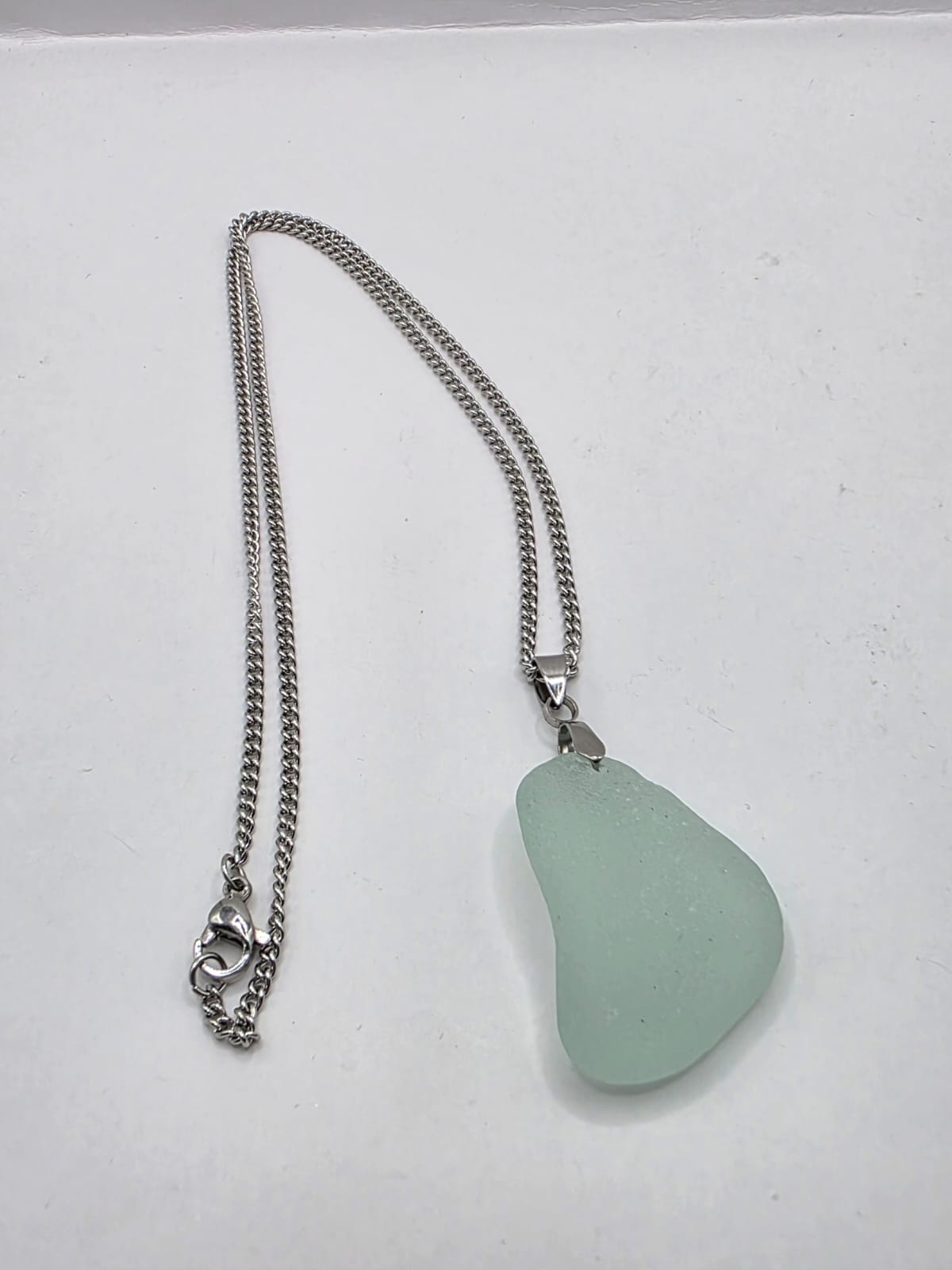 Genuine Sea Glass Pendant Necklace, Hand-Collected Frosted Glass on stainless steel chain. Each piece is a one-of-a-kind