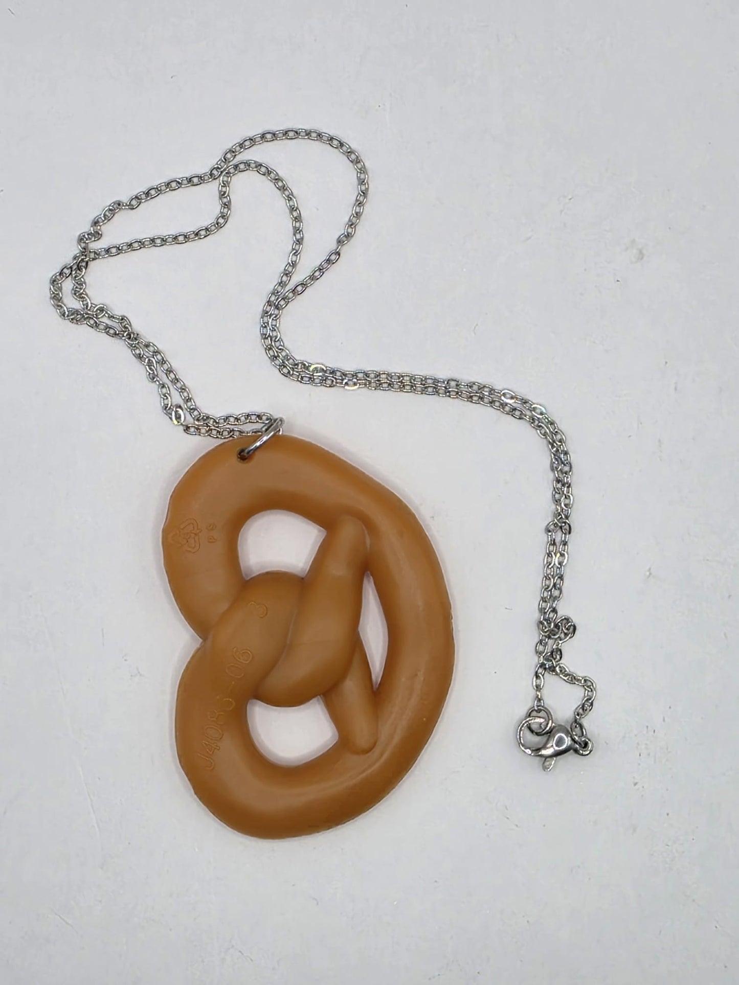 Vintage Upcycled Pretzel Necklace Kitsch Food Jewellery
