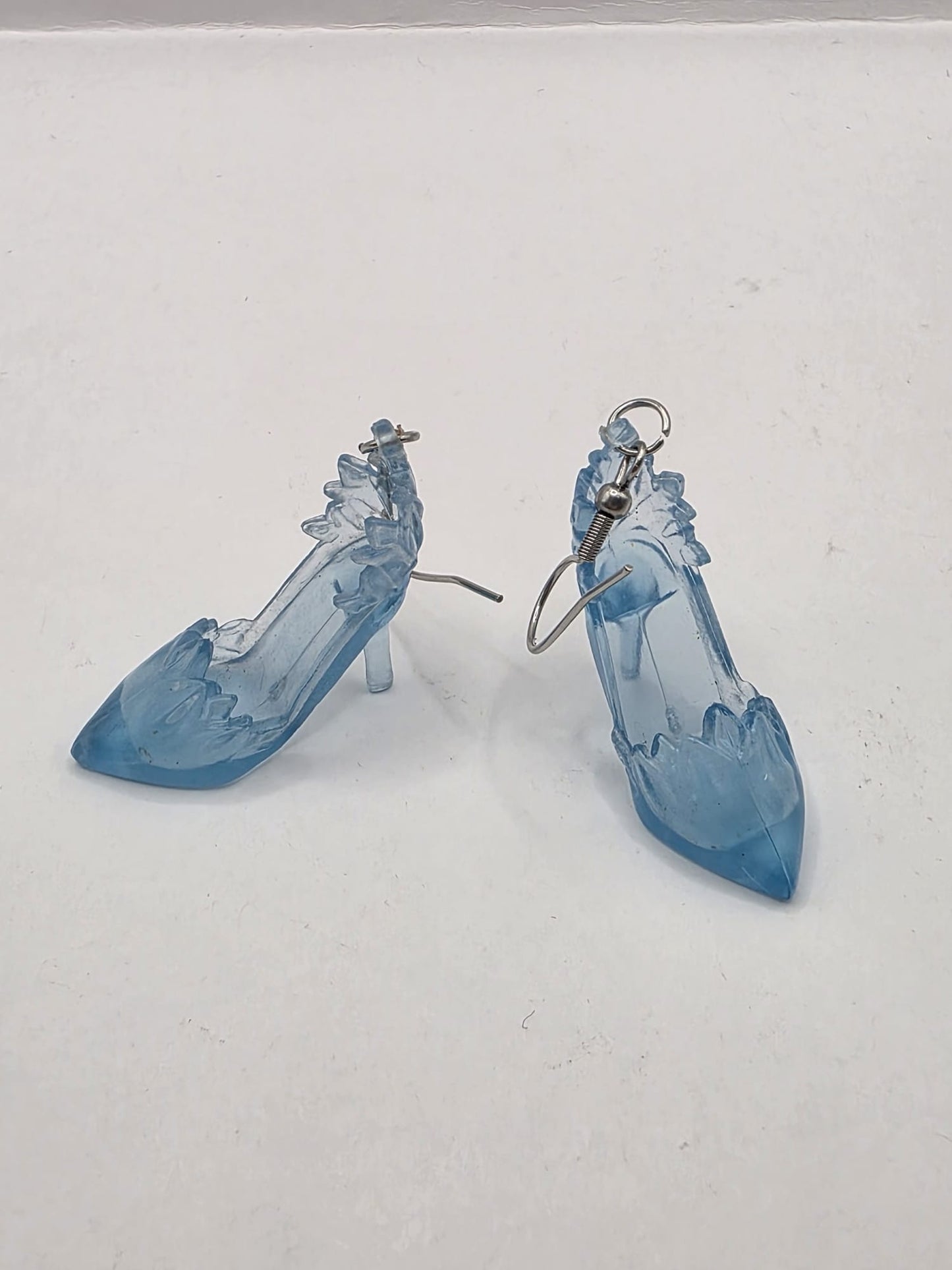 Vintage Upcycle Princess Slipper Earrings Blue High Heel Shoes