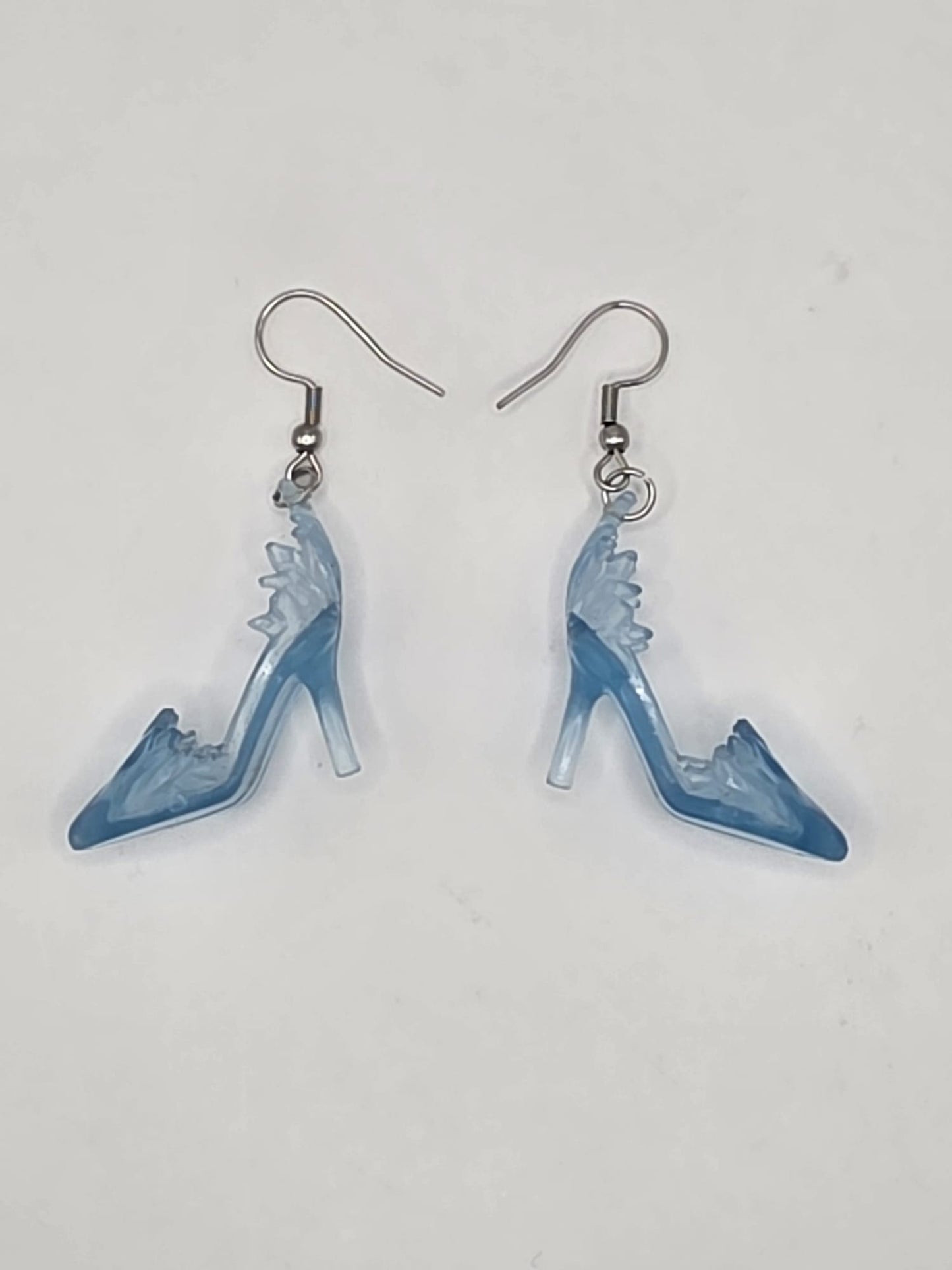 Vintage Upcycle Princess Slipper Earrings Blue High Heel Shoes