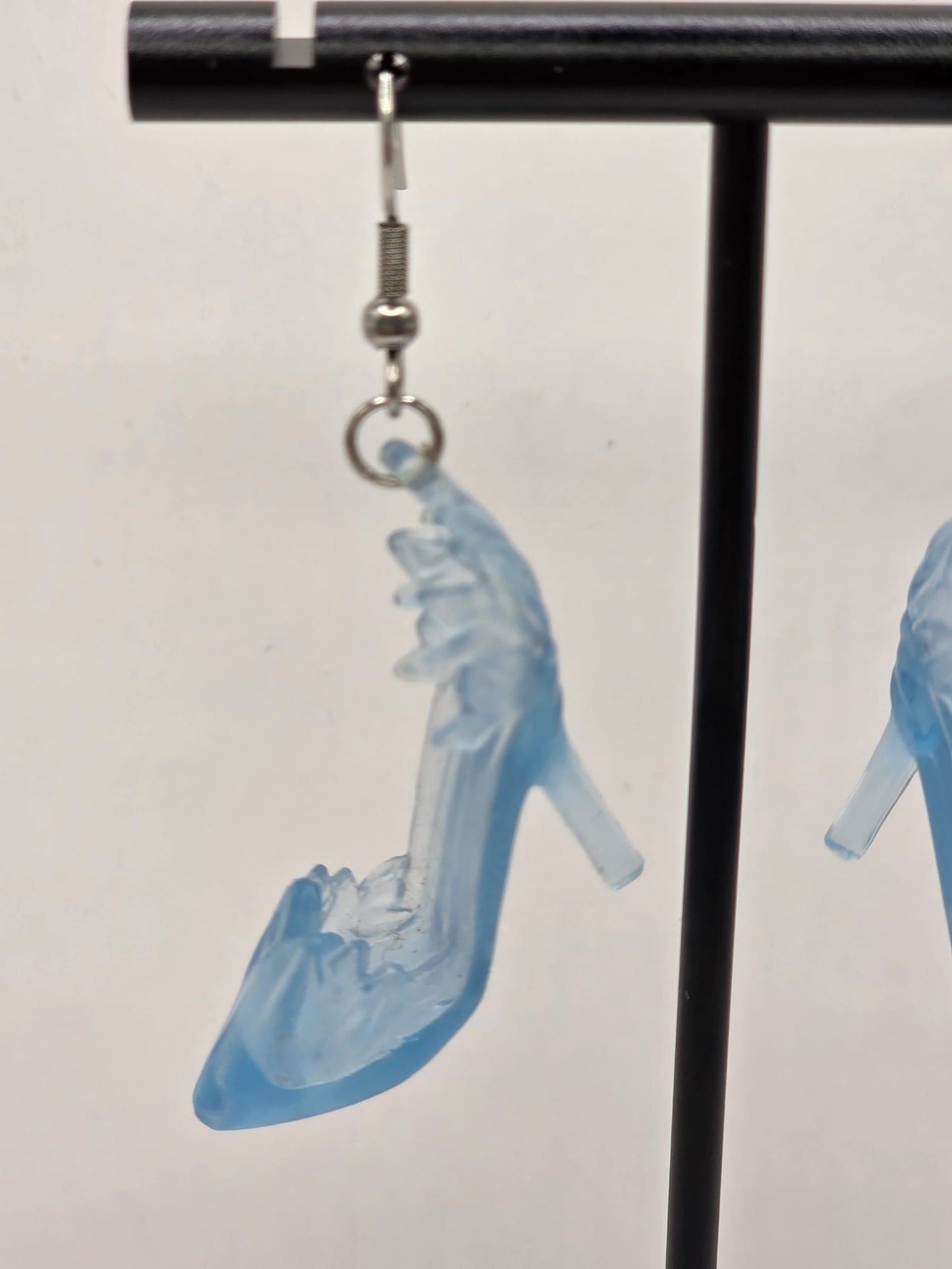 Vintage Upcycle Princess Slipper Earrings Blue High Heel Shoes