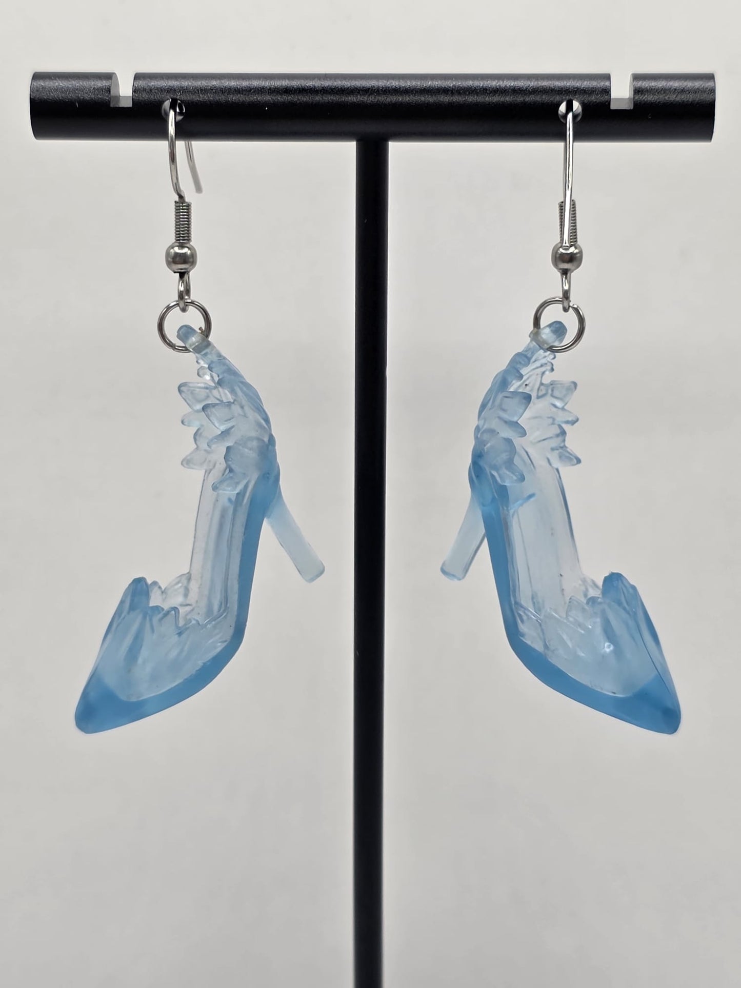 Vintage Upcycle Princess Slipper Earrings Blue High Heel Shoes
