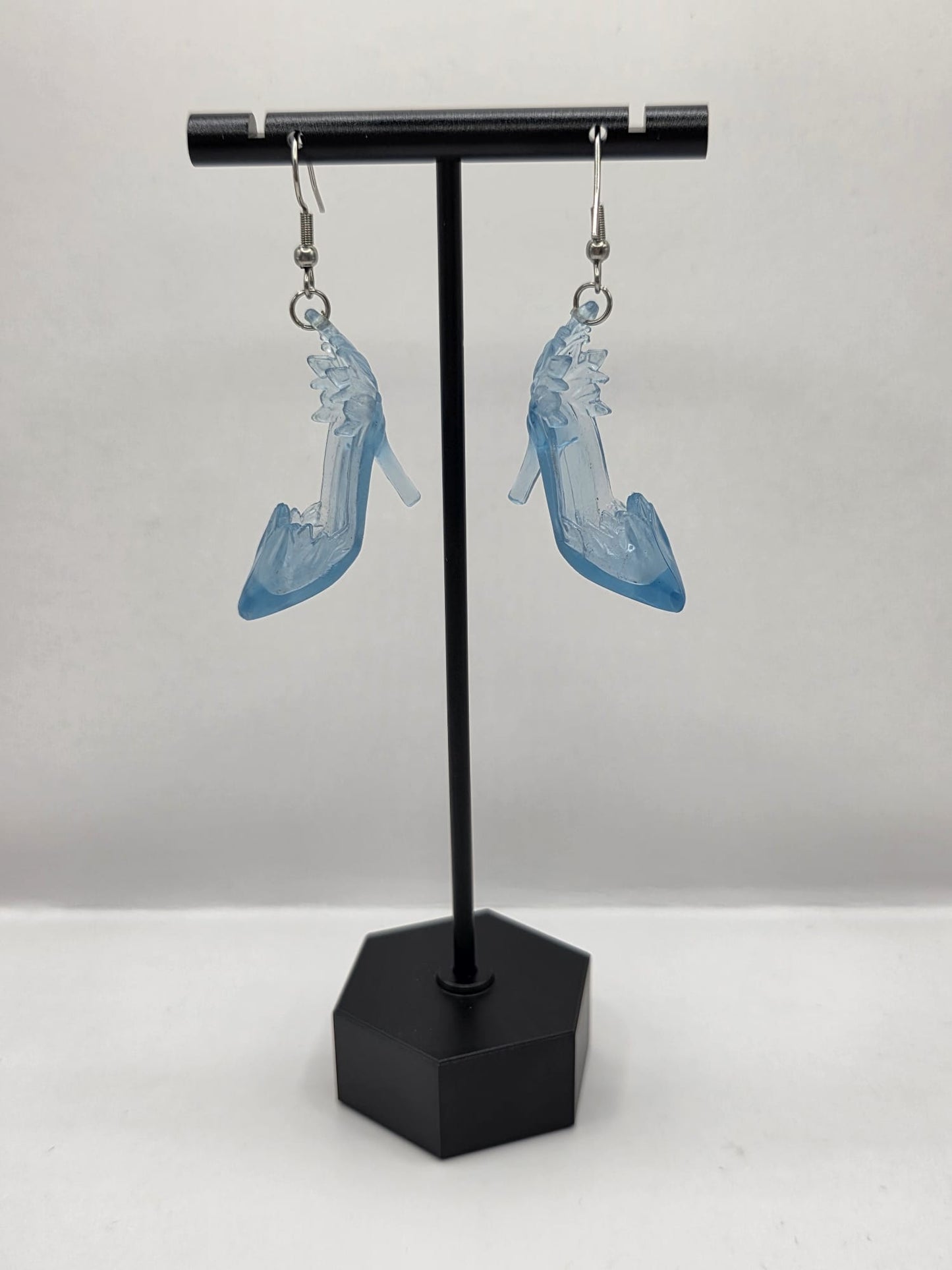 Vintage Upcycle Princess Slipper Earrings Blue High Heel Shoes