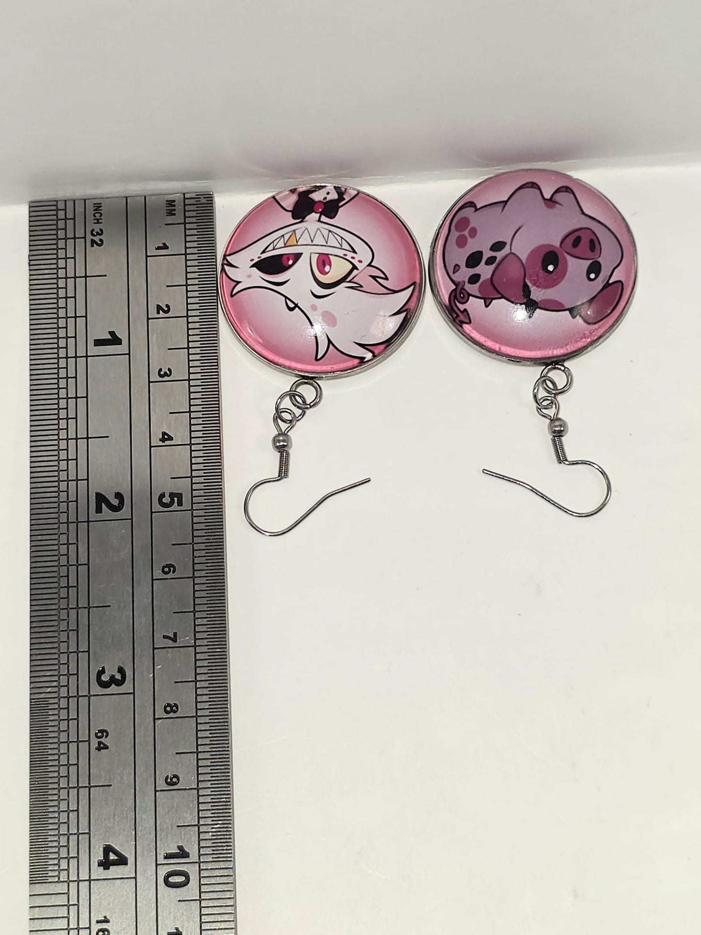Hazbin Hotel Inspired Angel Dust & Fat Nuggets Mismatched Dangle Earrings