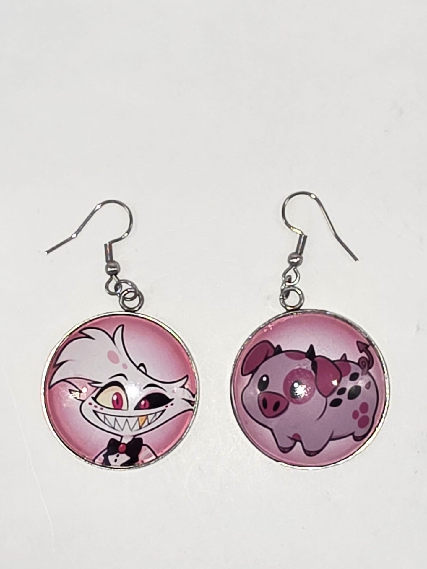 Hazbin Hotel Inspired Angel Dust & Fat Nuggets Mismatched Dangle Earrings