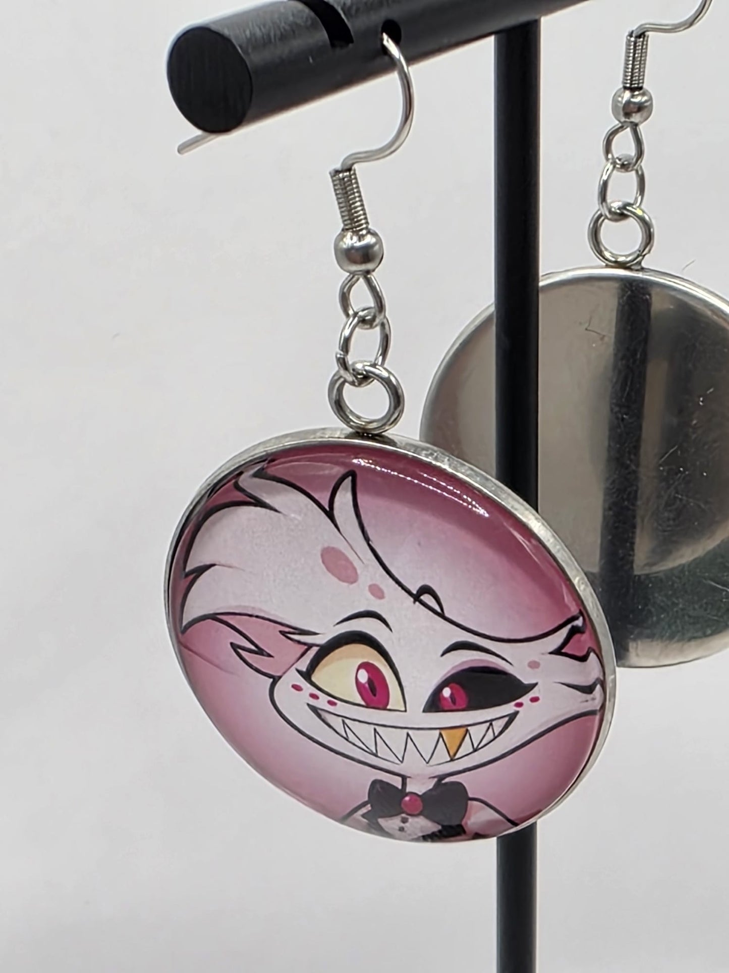 Hazbin Hotel Inspired Angel Dust & Fat Nuggets Mismatched Dangle Earrings