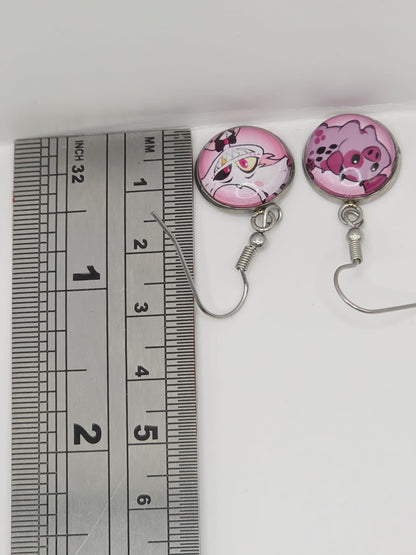 Hazbin Hotel Inspired Angel Dust & Fat Nuggets Dangle Stainless Steel Earrings