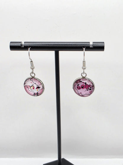 Hazbin Hotel Inspired Angel Dust & Fat Nuggets Dangle Stainless Steel Earrings