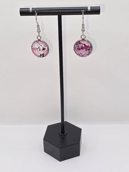 Hazbin Hotel Inspired Angel Dust & Fat Nuggets Dangle Stainless Steel Earrings