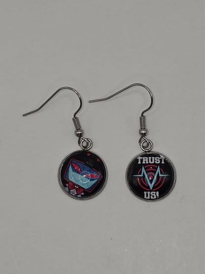 Hazbin Hotel Inspired Vox & Trust Us Dangle Stainless Steel Fish Hook Earrings