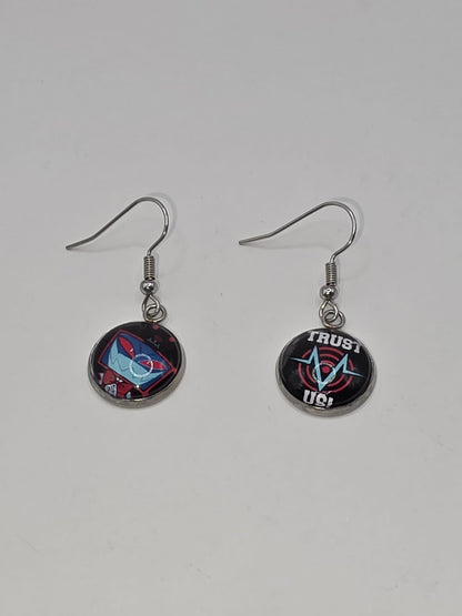 Hazbin Hotel Inspired Vox & Trust Us Dangle Stainless Steel Fish Hook Earrings