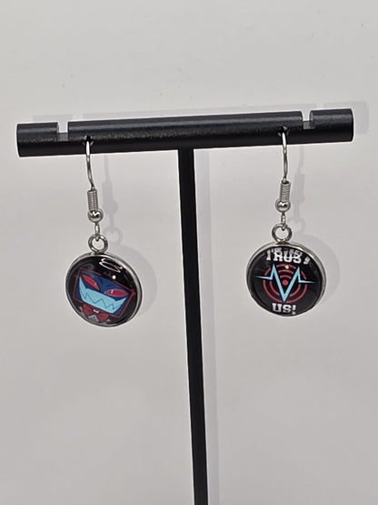 Hazbin Hotel Inspired Vox & Trust Us Dangle Stainless Steel Fish Hook Earrings