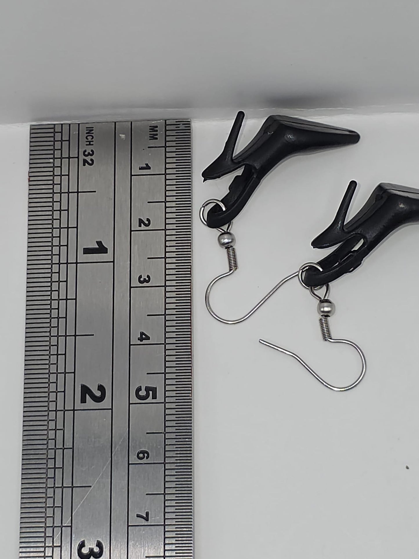 Vintage Upcycle Earrings Black High Heel Shoes
