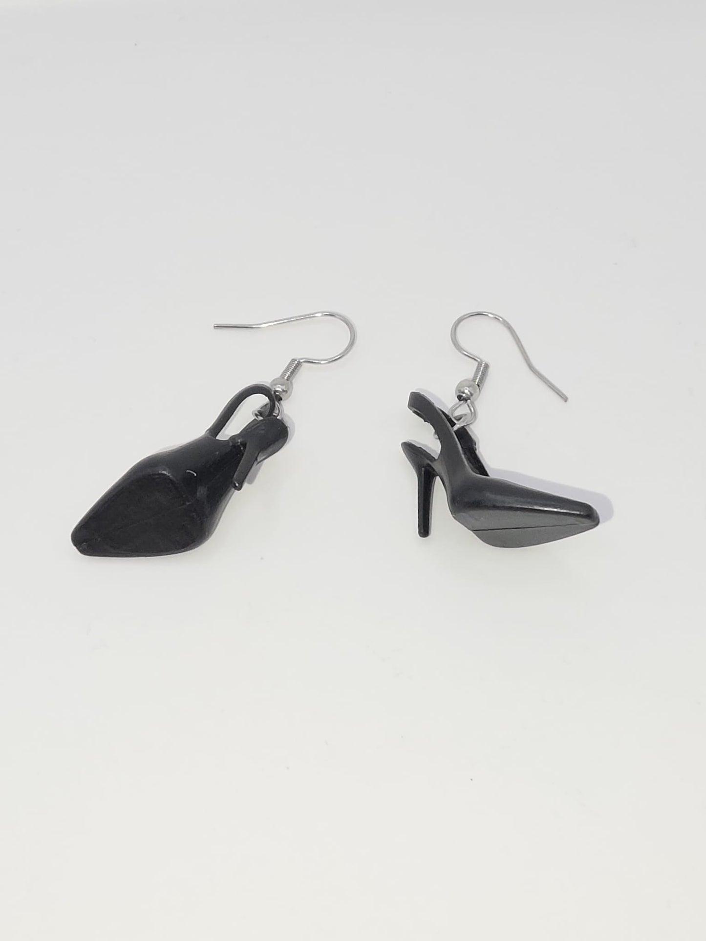 Vintage Upcycle Earrings Black High Heel Shoes