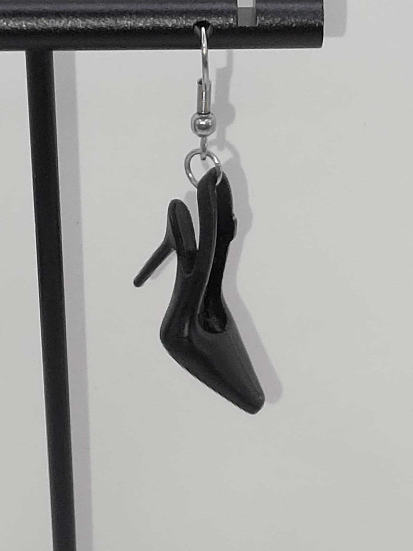 Vintage Upcycle Earrings Black High Heel Shoes
