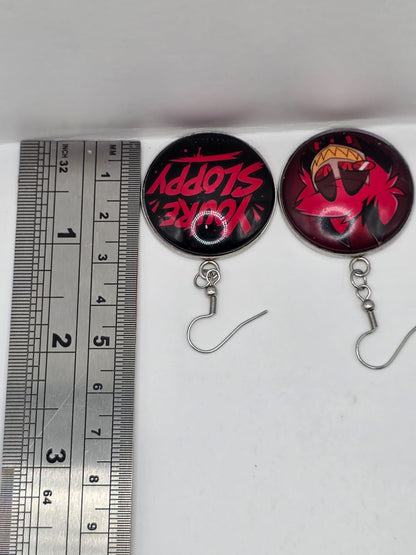 Hazbin Hotel Inspired Alastor & You're Sloppy Mismatched Dangle Earrings