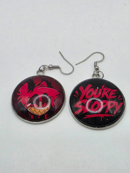 Hazbin Hotel Inspired Alastor & You're Sloppy Mismatched Dangle Earrings
