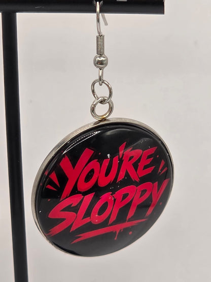 Hazbin Hotel Inspired Alastor & You're Sloppy Mismatched Dangle Earrings