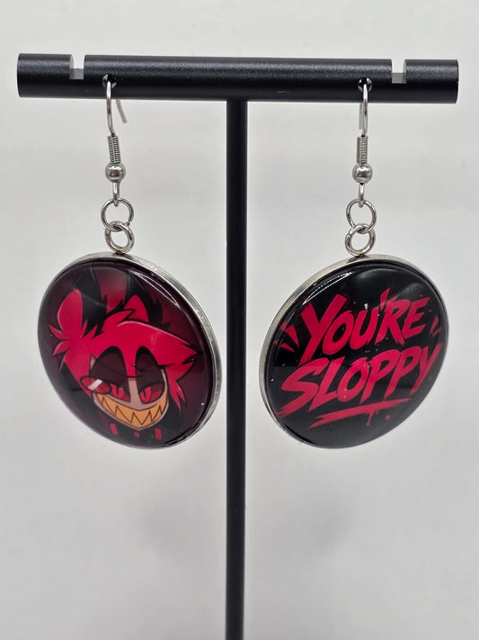 Hazbin Hotel Inspired Alastor & You're Sloppy Mismatched Dangle Earrings