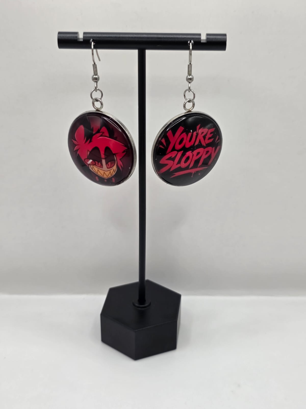 Hazbin Hotel Inspired Alastor & You're Sloppy Mismatched Dangle Earrings