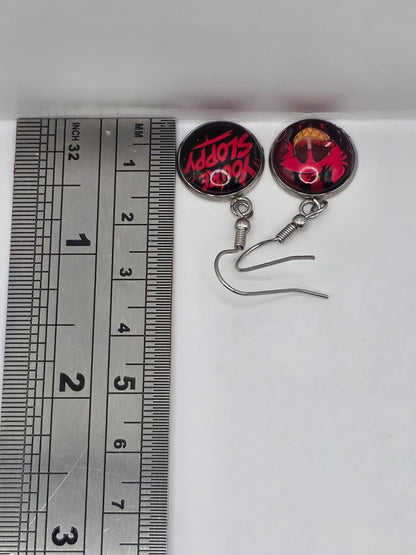 Hazbin Hotel Inspired Alastor & You're Sloppy Mismatched Dangle Earrings