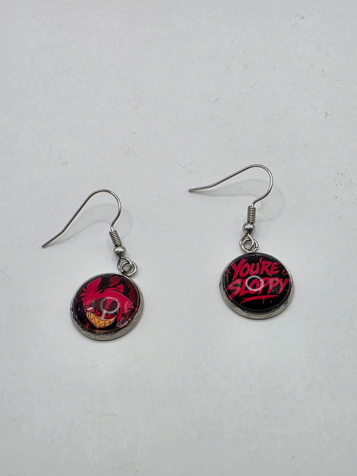 Hazbin Hotel Inspired Alastor & You're Sloppy Mismatched Dangle Earrings