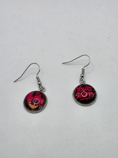 Hazbin Hotel Inspired Alastor & You're Sloppy Mismatched Dangle Earrings