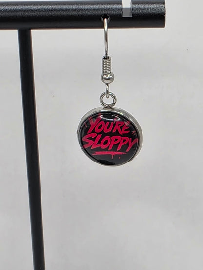 Hazbin Hotel Inspired Alastor & You're Sloppy Mismatched Dangle Earrings