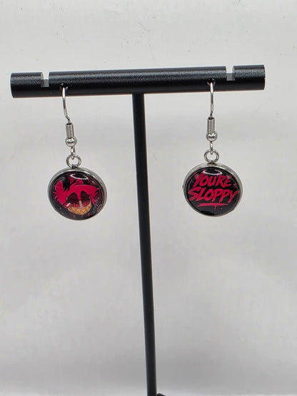 Hazbin Hotel Inspired Alastor & You're Sloppy Mismatched Dangle Earrings