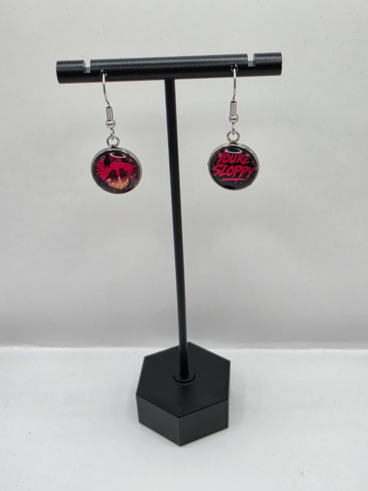 Hazbin Hotel Inspired Alastor & You're Sloppy Mismatched Dangle Earrings