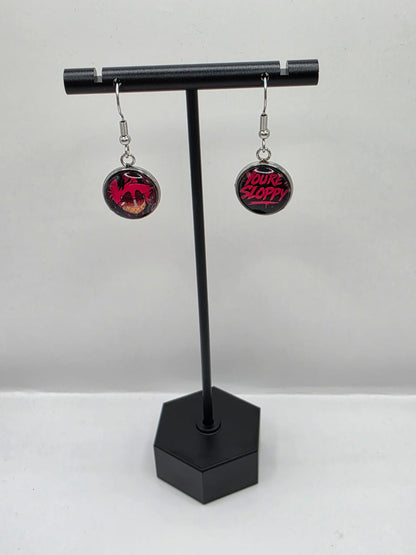 Hazbin Hotel Inspired Alastor & You're Sloppy Mismatched Dangle Earrings