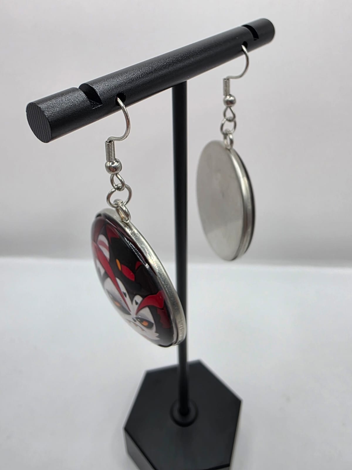 Hazbin Hotel Inspired Husk & Loser Baby Mismatched Dangle Earrings