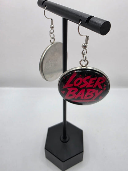 Hazbin Hotel Inspired Husk & Loser Baby Mismatched Dangle Earrings