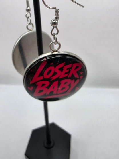 Hazbin Hotel Inspired Husk & Loser Baby Mismatched Dangle Earrings