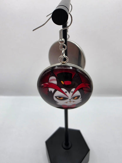 Hazbin Hotel Inspired Husk & Loser Baby Mismatched Dangle Earrings