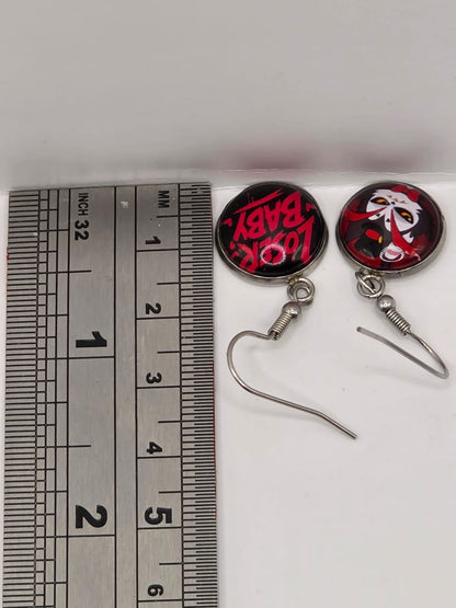 Hazbin Hotel Inspired Husk & Loser Baby Mismatched Dangle Earrings