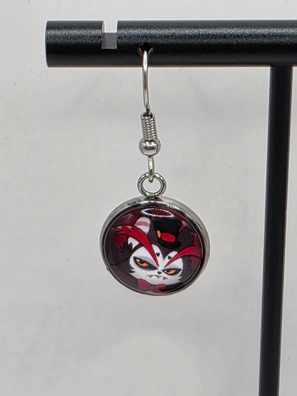 Hazbin Hotel Inspired Husk & Loser Baby Mismatched Dangle Earrings